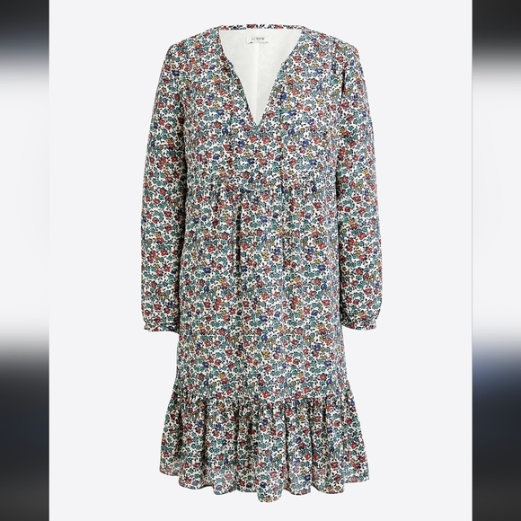 J.Crew Floral Ruffle Hem Relaxed Short Dress - Picture 1 of 11